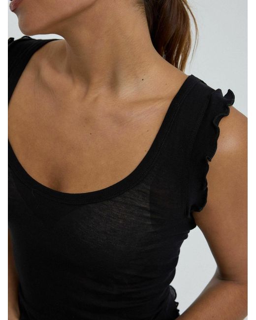Seamless Basic Black Top Cotton