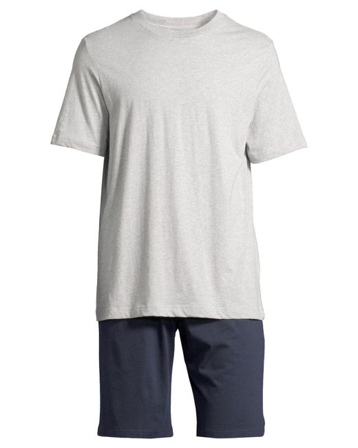 Schiesser Pyjama Kurz Night & Home in Blue für Herren