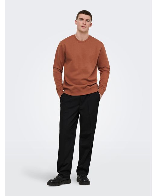 Only & Sons Sweatshirt Onsconnor in Brown für Herren
