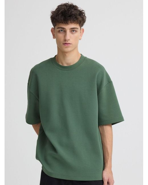 Solid Rundhalsshirt Sdroland in Green für Herren