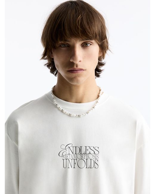 Pull&Bear T-shirt 'endless metamorphosis' in White für Herren