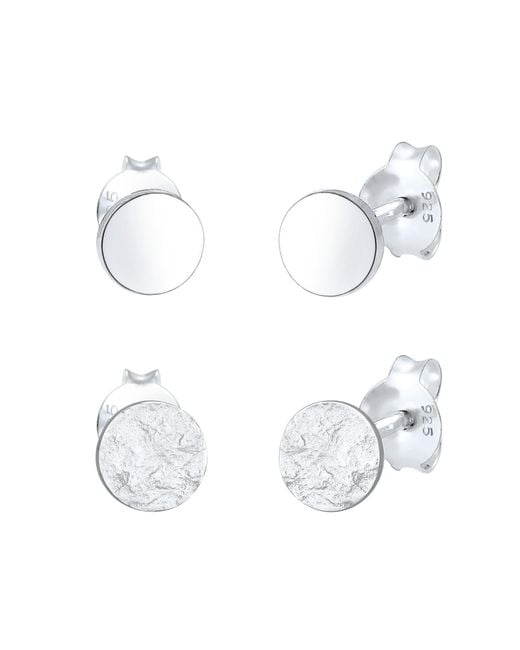 Elli Jewelry Metallic Ohrringe Basic Ohrstecker, Geo, Kreis, Textured