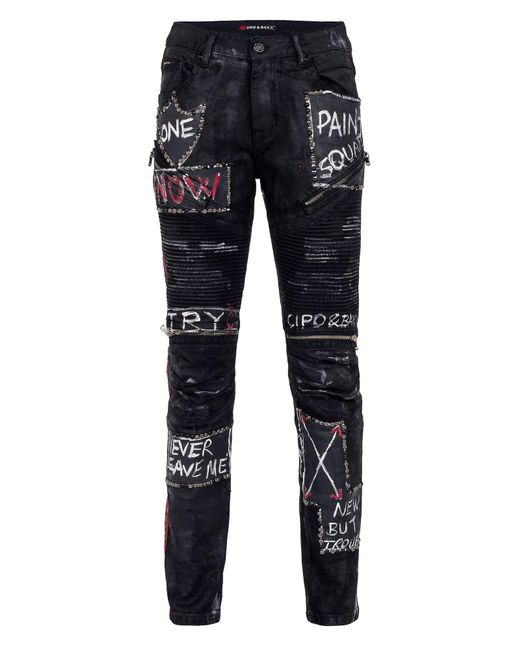 Cipo & Baxx Jeans Mit Dicken Ziernähten Und Vielseitigen Prints in Blue für Herren