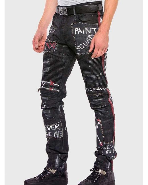 Cipo & Baxx Jeans Mit Dicken Ziernähten Und Vielseitigen Prints in Blue für Herren