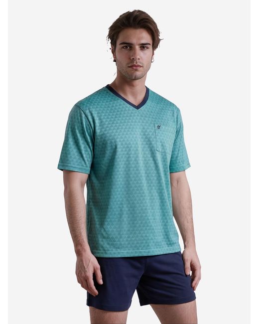 Hajo Pyjama Kurz Klima Light in Blue für Herren