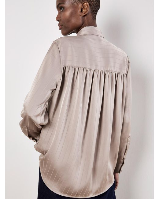 Apricot Natural Satin Self-Stripe Oversized Shirt