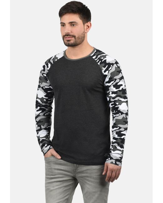 Solid Rundhalsshirt 'cajus' in Black für Herren