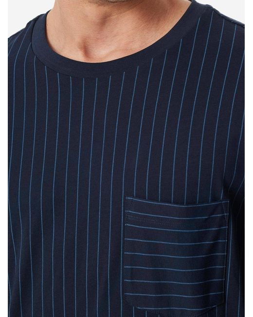 Schiesser Pyjama Lang Comfort Essentials in Blue für Herren