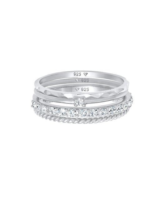 Elli Jewelry Metallic Ring Set Kristall