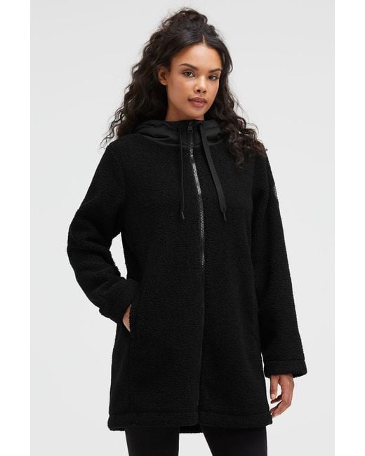 SOCCX Black Kurzmantel Mit Boucl-Optik Und Kapuze