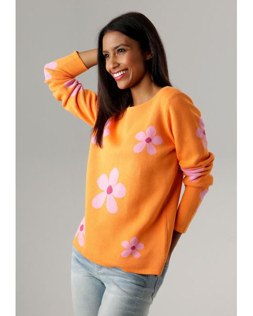 Aniston SELECTED Orange Pullover