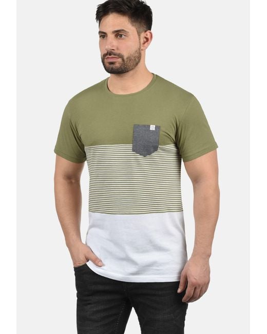 Solid Gestreiftes T-Shirt Malte Mit Brusttasche in Green für Herren