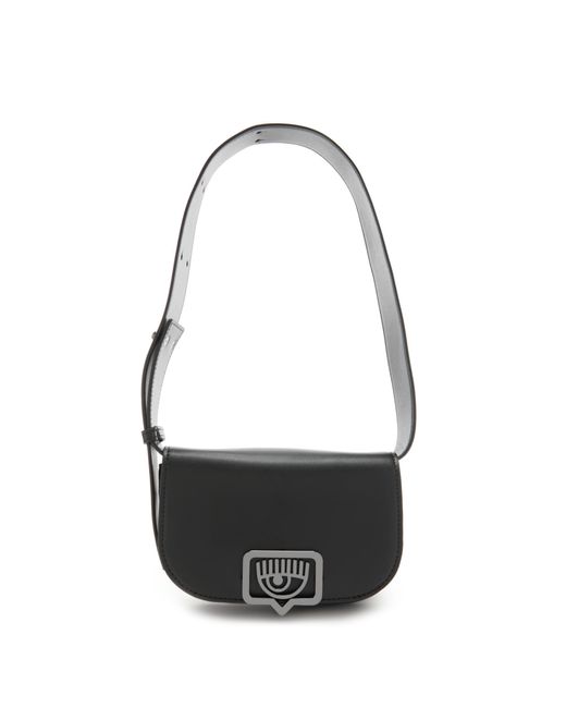 Chiara Ferragni Black Schwarze Kunstleder Schultertasche