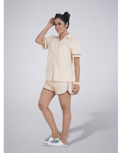 LEAFLETIC Natural Shorty Night Wear Short Set