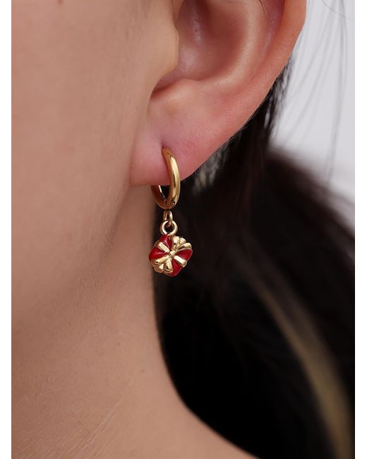 Cala Rose White Ohrringe Ruby Bow