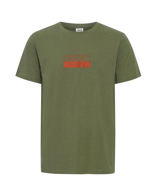 Solid T-Shirt in Green für Herren