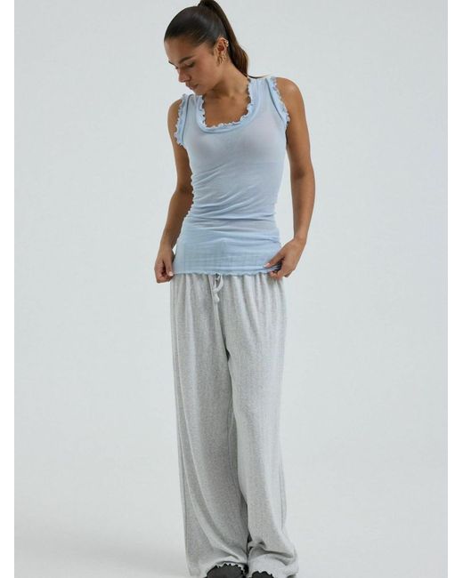 Seamless Basic Blue Top Flounce