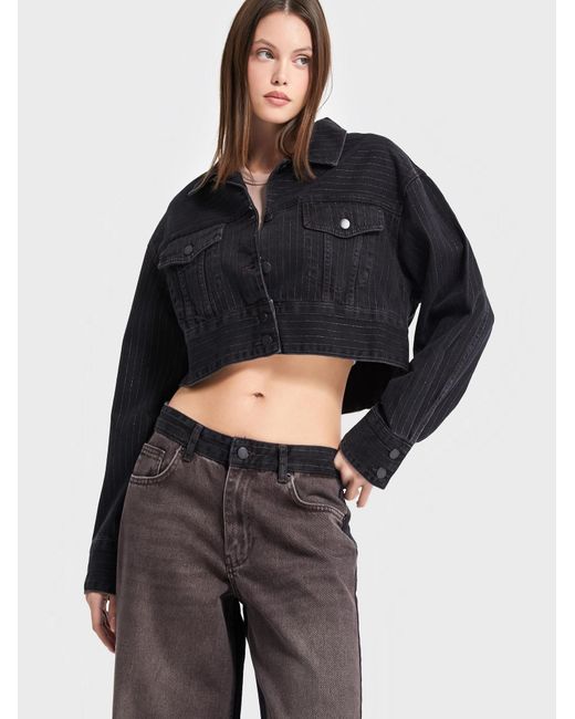 its basic Black Its Basic Übergangsjacke Striped Denim Jacket