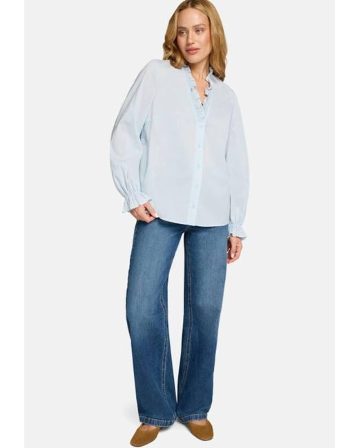 Zero Blue Bluse Mit Rüschen
