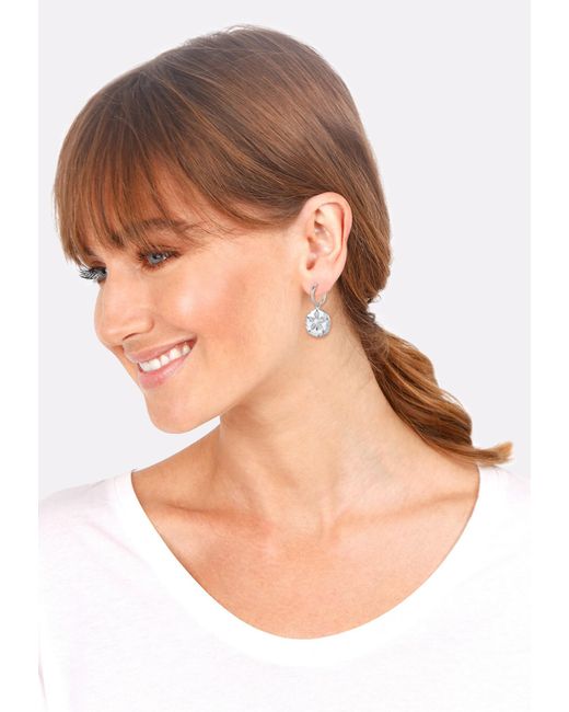 Elli Jewelry White Ohrringe Blume, Creole