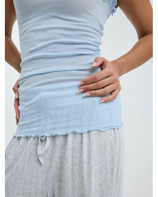 Seamless Basic Blue Top Flounce