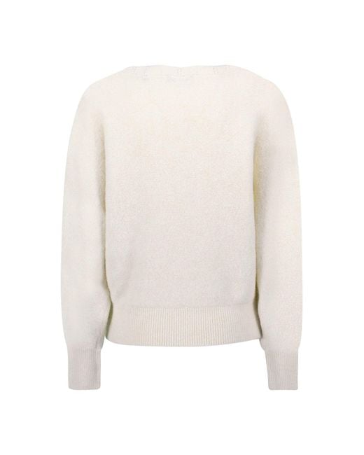 Zero White Strickpullover Mit U-Boot Ausschnitt
