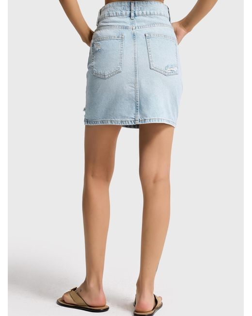 its basic Blue Its Basic Rock Ripped Mini Denim Skirt