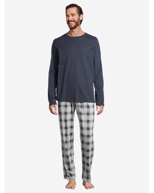 Schiesser Pyjama Lang Night & Home in Blue für Herren