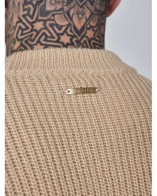 Siksilk Pullover Knitted Sweater in Natural für Herren