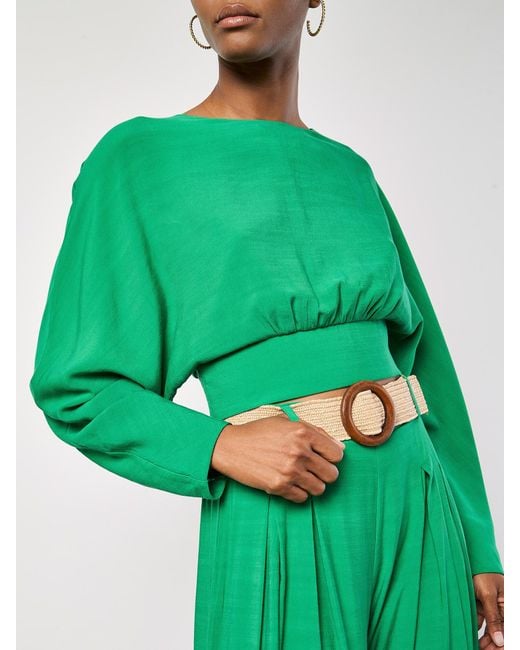 Apricot Green Split Back Crop Top