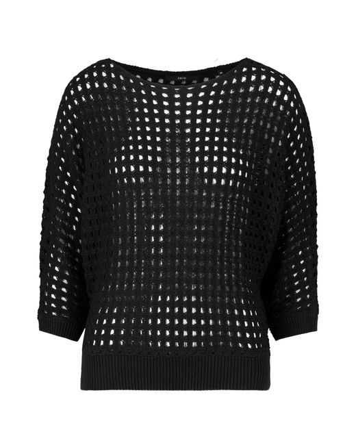 Zero Black Pullover Mit Lochmuster