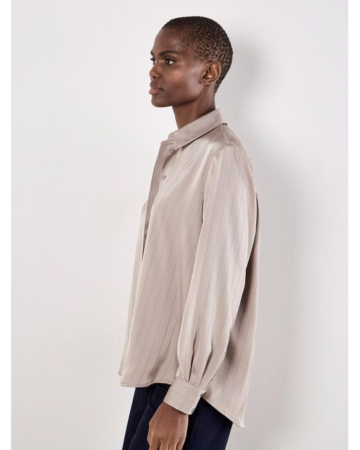 Apricot Natural Satin Self-Stripe Oversized Shirt