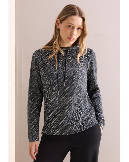 Cecil Black Shirt Mit Diagonalstruktur