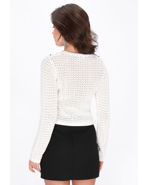 faina White Pullover Festive