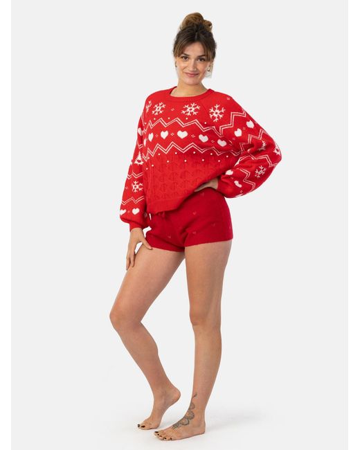 LEAFLETIC Red Pullover Pullover Sweater