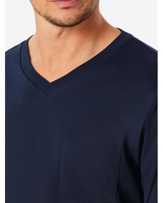 Schiesser Pyjama Lang Fine Interlock in Blue für Herren