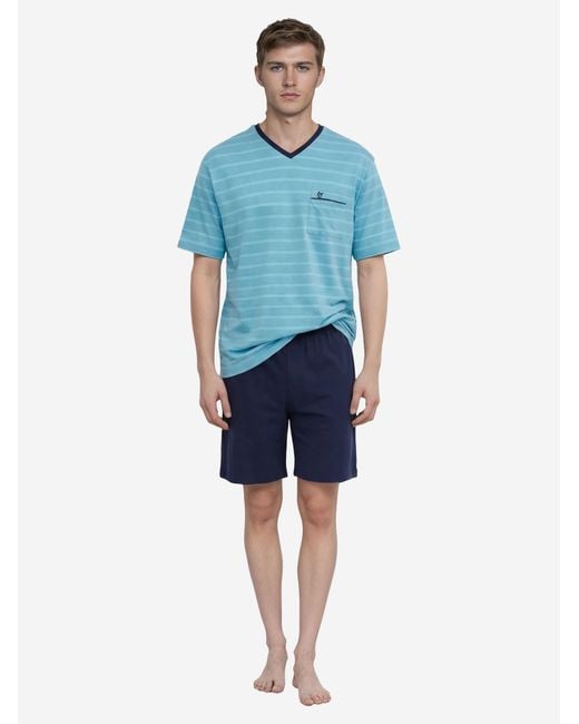 Hajo Pyjama Kurz Klima Light in Blue für Herren