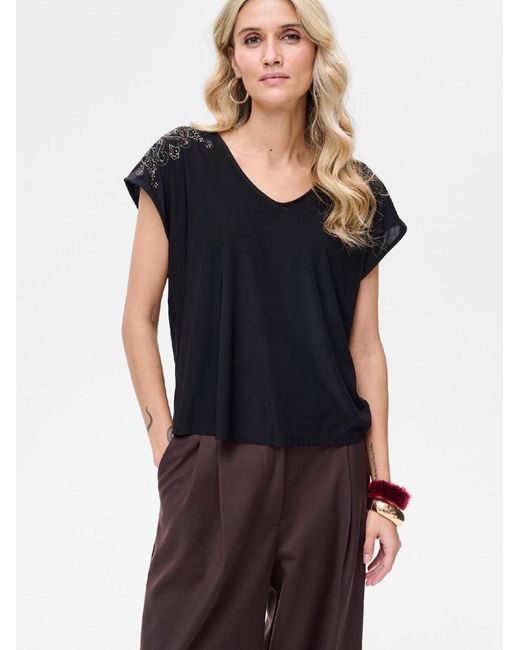 Blue Shadow Black Bluse