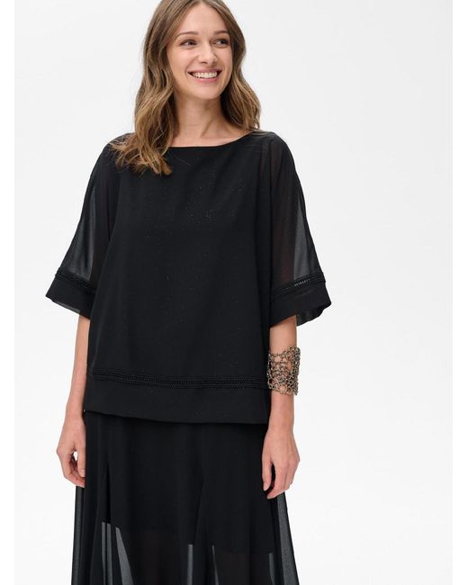 Blue Shadow Black Bluse