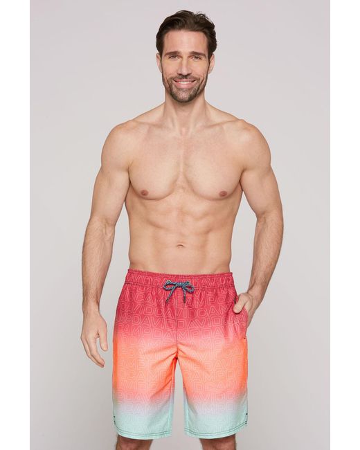 Camp David Beachbermuda Mit Farbverlauf Und All Over Print in Pink für Herren