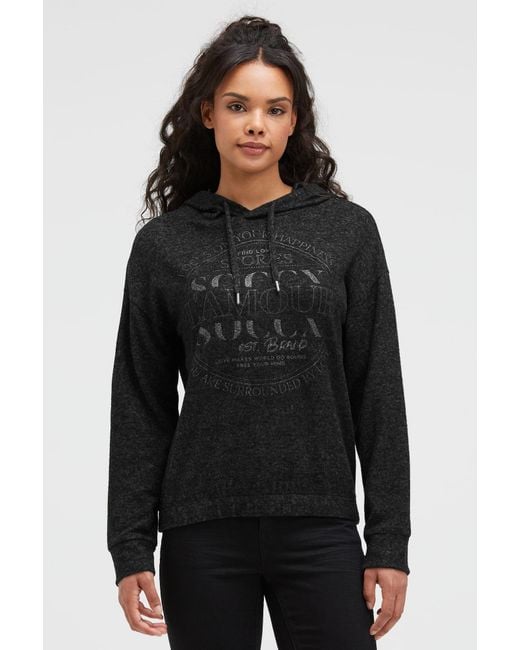 SOCCX Black Hoodie Aus Flauschstrick Mit Glitzer-Print