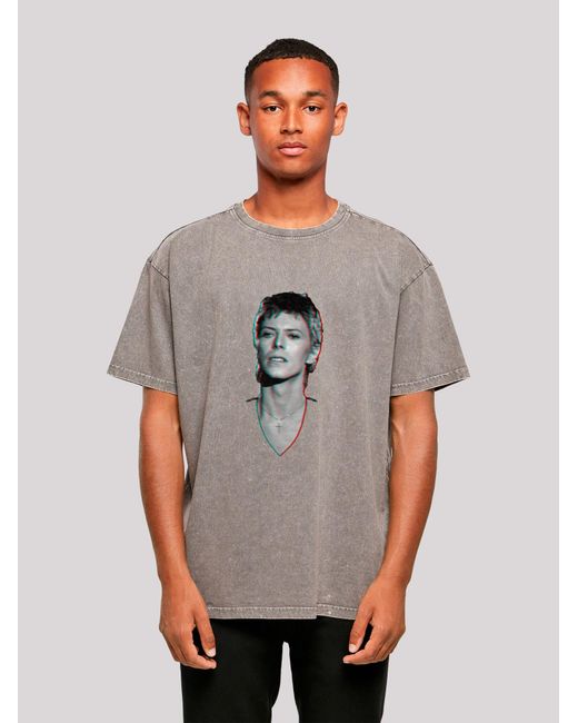F4NT4STIC T-Shirt Tv Times Pop Star David Bowie Portrait 1977 in Gray für Herren
