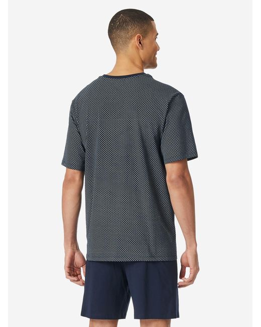 Schiesser Pyjama Kurz Comfort Essentials in Blue für Herren
