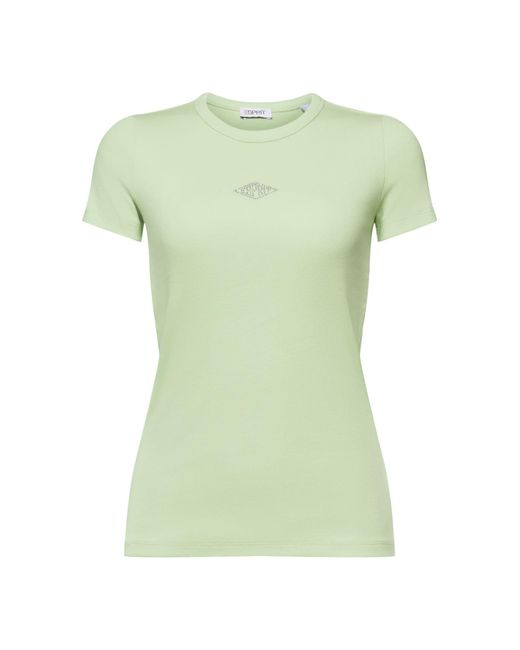 Esprit Green Logo-T-Shirt mit Glitzersteinen (1-tlg)