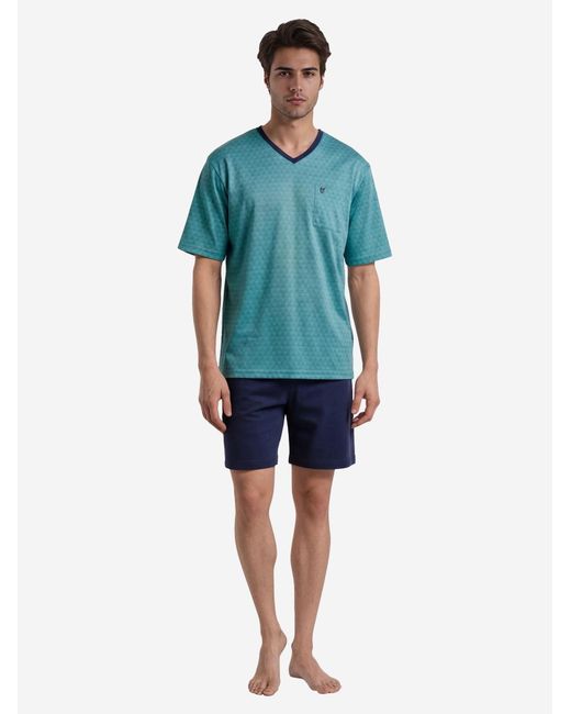 Hajo Pyjama Kurz Klima Light in Blue für Herren