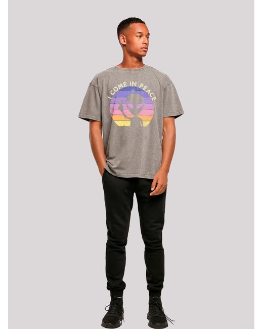 F4NT4STIC T-Shirt Alien Peace Sunset in Gray für Herren
