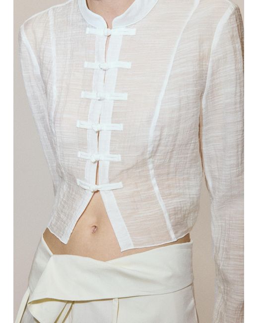 Mango White Bluse Mandarin