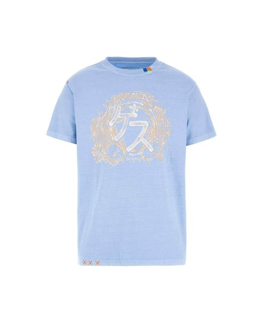 Guess T-shirt 'japanese ideogram' in Blue für Herren