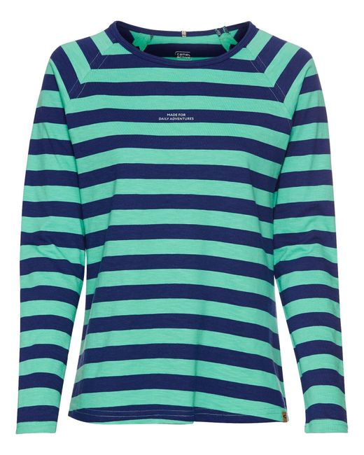 Camel Active Blue Gestreiftes Langarmshirt Aus Reiner Baumwolle