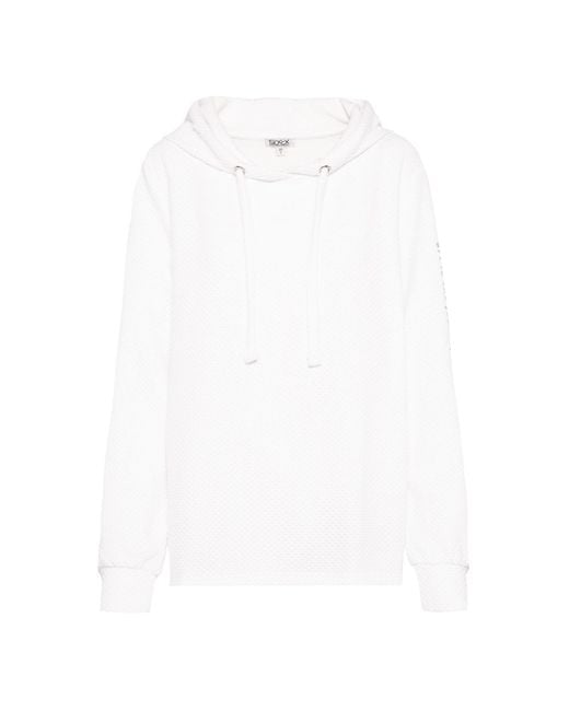 SOCCX White Strukturierter Hoodie Mit Ärmel-Print